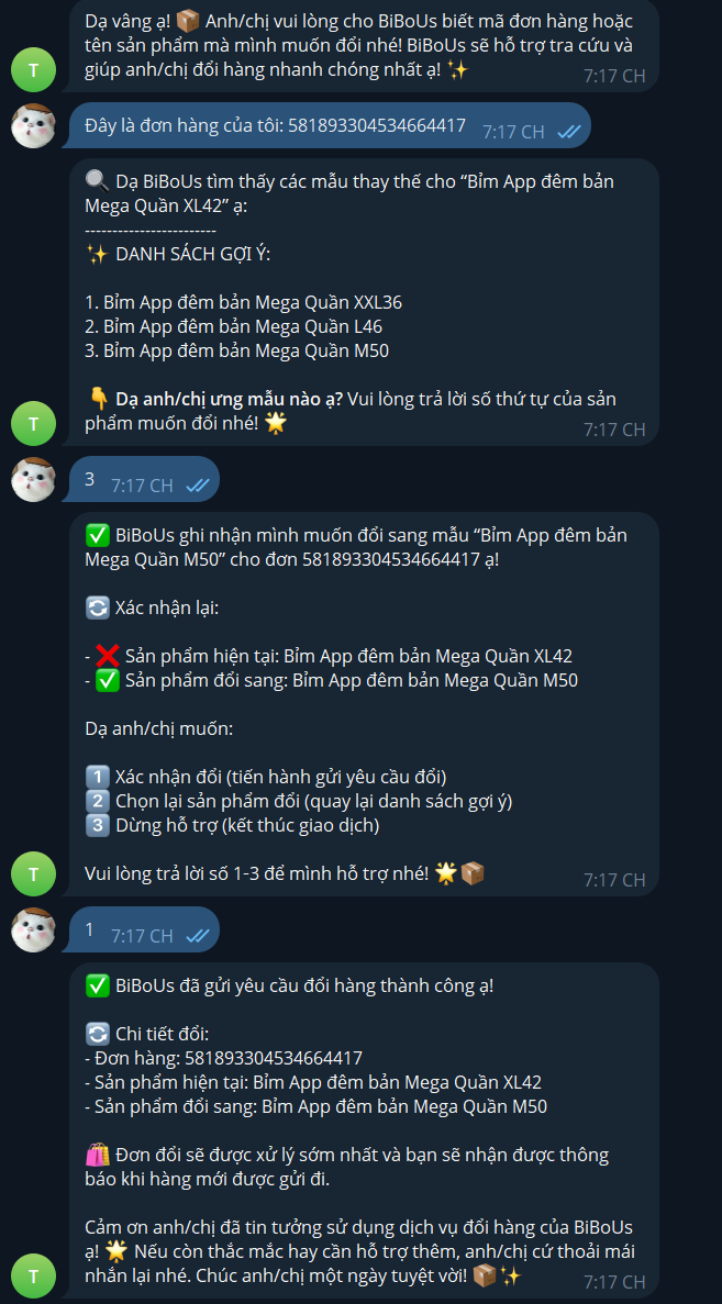 Demo Đổi Đơn Hàng