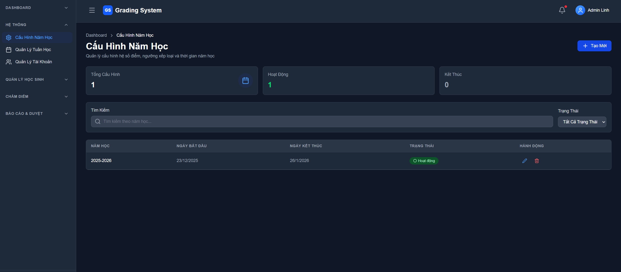 Cấu Hình Năm Học