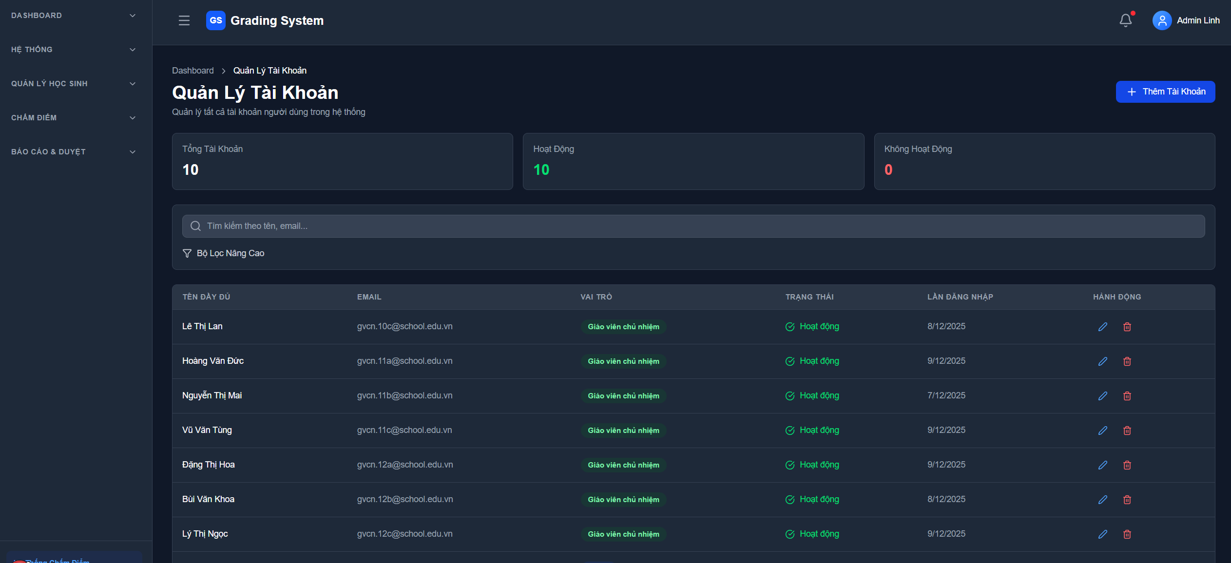Quản Lý Tài Khoản
